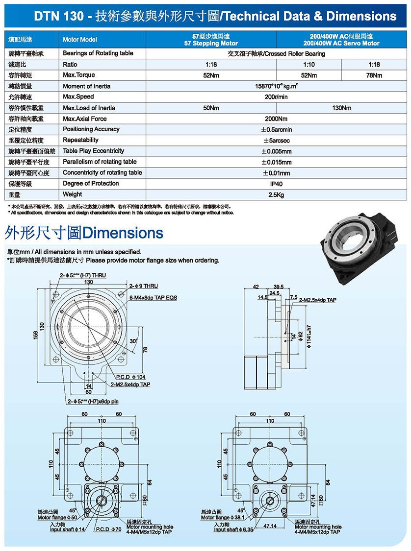 DTN130-10/18-SV/ST技术参数表